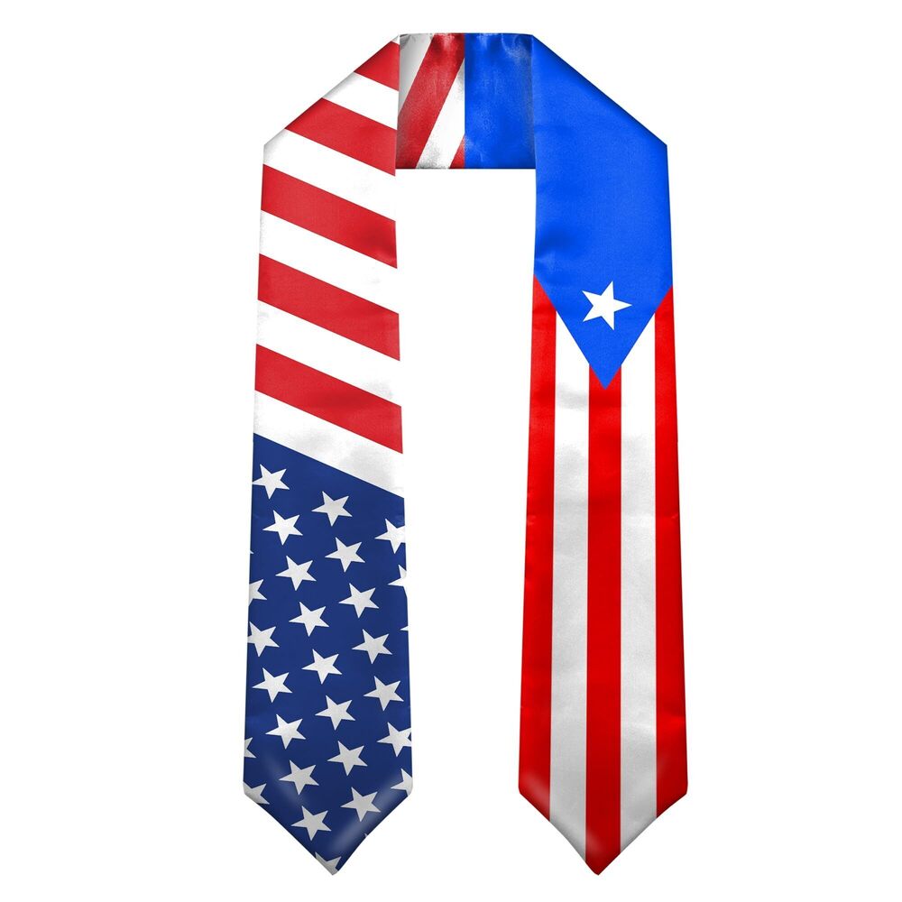 9949 USA Puerto Rico Mixed Flag Graduation Stole Class of 2025,Unisex Adult